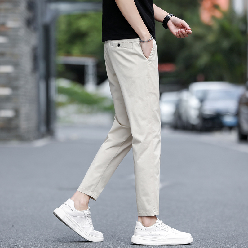 Popular Men's Pants Summer Men's Pants Men's Mid-Waist Ice Silk Pants Nine-Point Pants Casual Pants Men's Thin Pants