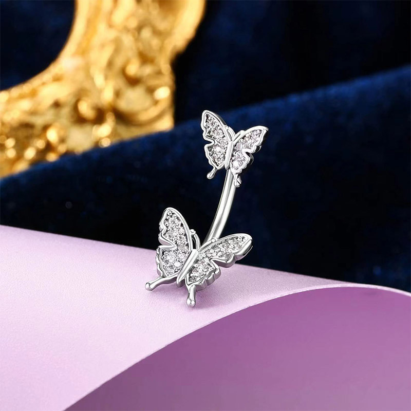 Piercing ombelico in acciaio inossidabile con farfalla zircone_voghion.com