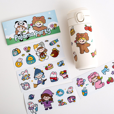 原创可爱ins风手账手帐保温杯子手机贴纸pvc电动车头盔防水贴画|ru