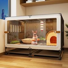 全景兔笼子全套兔窝家用室内大号抽屉清粪侏儒兔荷兰猪别墅防喷尿