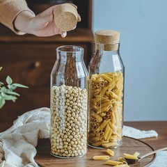 高颜値耐熱冷泡茶瓶冷抽出コーヒー瓶透明ジュース飲料瓶グラスコルク栓ガラス