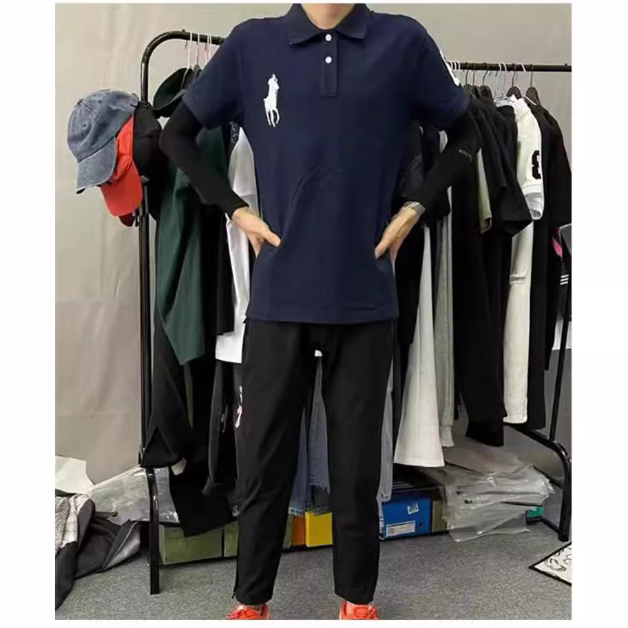 Verano 2023 nueva solapa americana de dos piezas de manga corta Camiseta polo camisa bordada casual de negocios camiseta superior