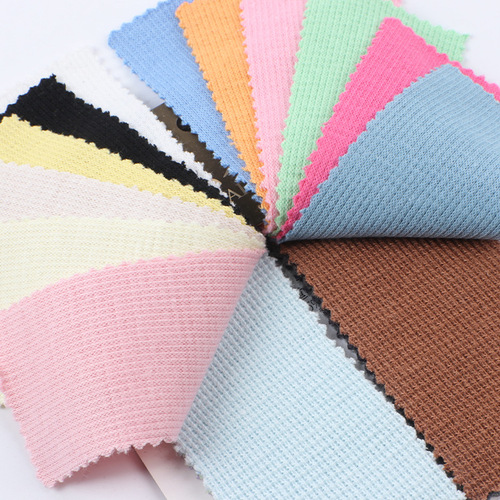Waffle fine grid 310g polyester cotton TC thick elastic cross grid core knitting fabric