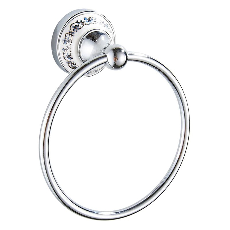 Shengruijia baño hardware colgante azul y blanco porcelana toalla anillo cerámica toalla rack Acero inoxidable toalla anillo transfronterizo