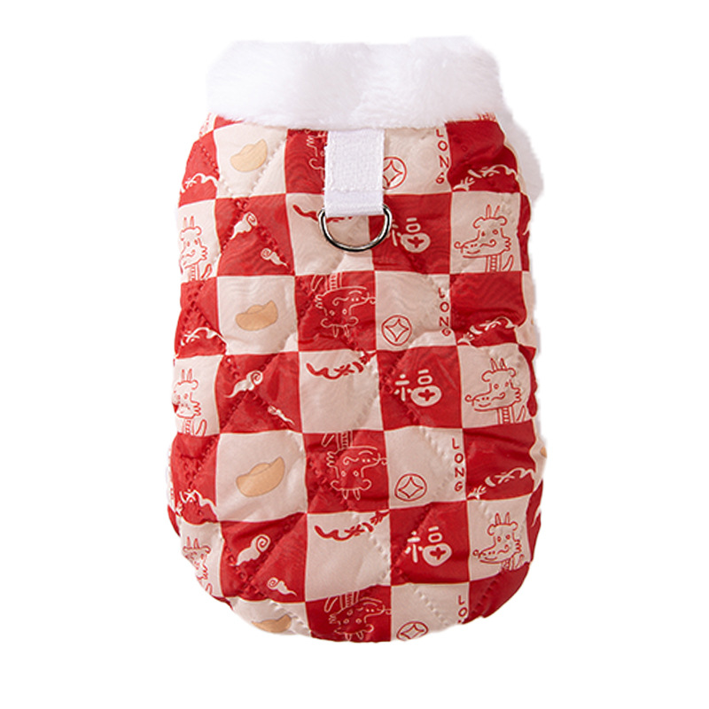Otoño y invierno perros perros pequeños y medianos para celebrar Año Nuevo a cuadrillas de algodón de dos patas para gatos calentados y gruesos mascotas ropa de gato