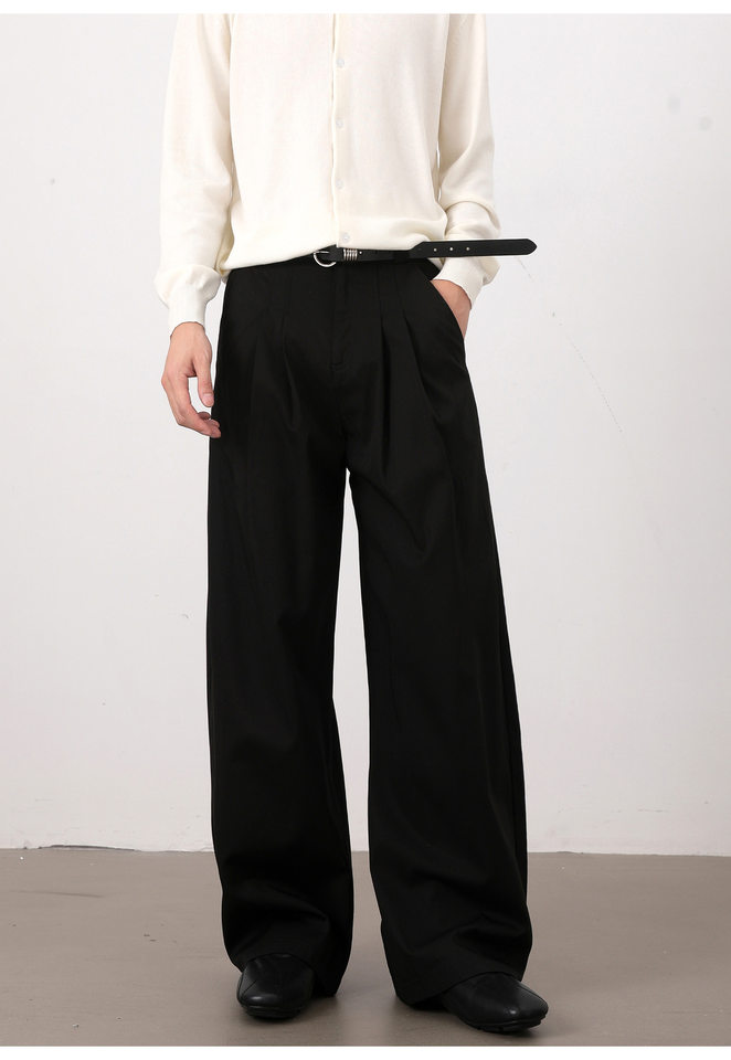 Quần tây nam dáng chữ A xếp ly đôi form rộng rủ, phong cách công sở casual — Màu kaki, Màu trắng, màu đen chi tiết 11