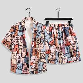 运动服套装男夏季短袖T恤篮球衣休闲短裤两件套韩版潮流2025潮ins