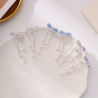 银色蝴蝶结独特耳钉女小众高级感耳环设计感耳饰2026新款气质耳环