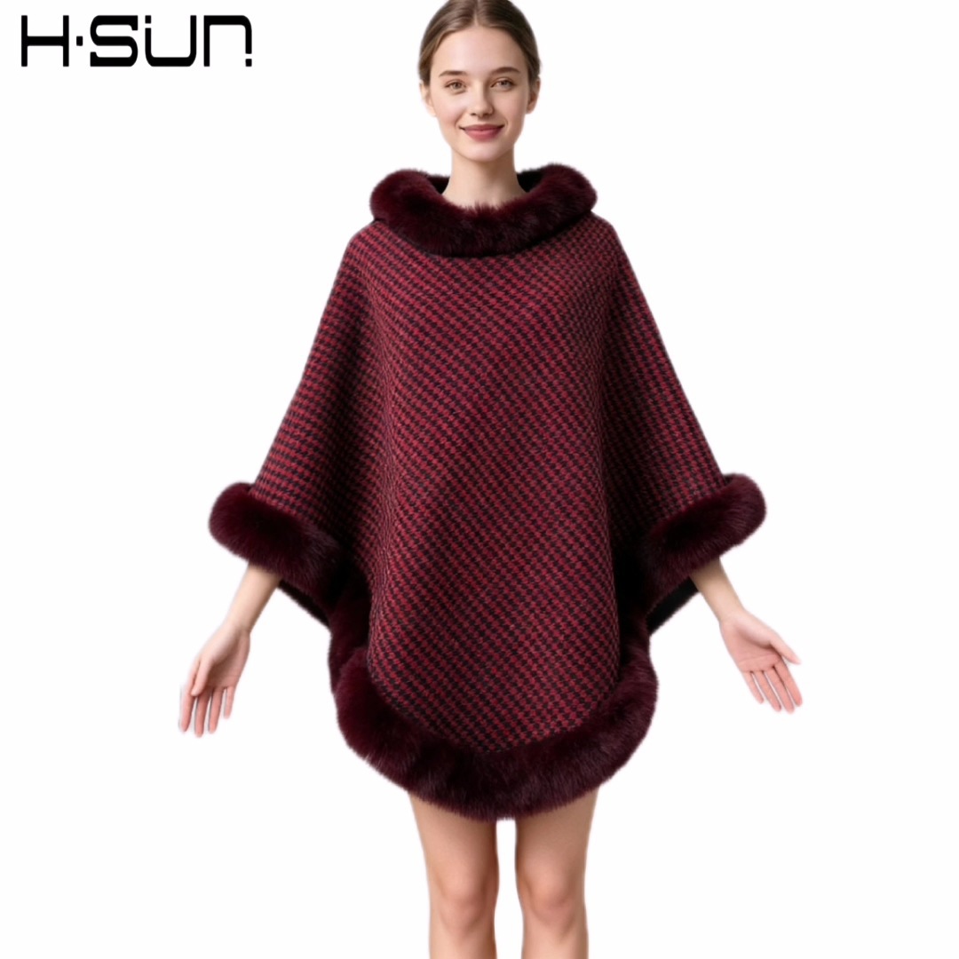 Capa tipo chal de otoño e invierno 2026, nueva bufanda de piel sintética de conejo, abrigo de punto para mujer, prenda exterior holgada y versátil. image 81