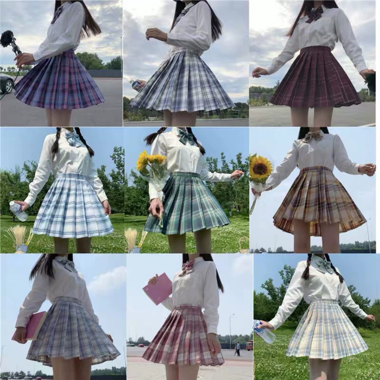 Настоящая летняя pleated юбка для студентов, комплект для учащихся начальной школы, полный комплект