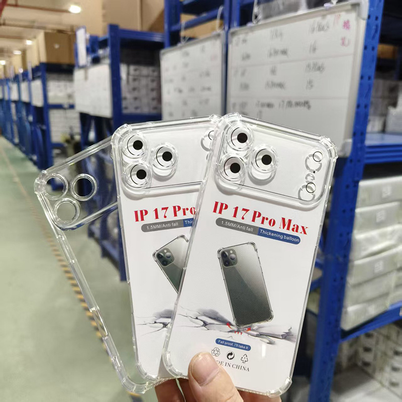 Suitable for Apple 17 iPhone 16Pro Max 1.5m Four-Corner Airbag Anti-Fall Protective Cover Transparent Mobile Phone Case