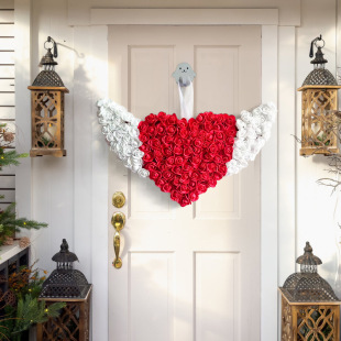 Cross-border Valentine's Day Atmosphere Props Moon Love Wreath Dress-up Front Door Hanging Romantic Wreath Crafts A23