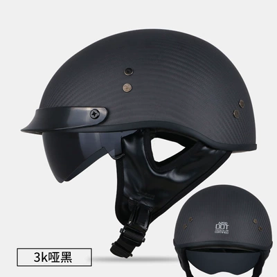 helmet carbon fiber half helmet | Motosiklet kaskı (dəbilqə) - 3k-black-m