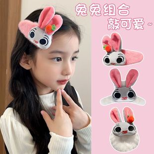 Autumn and Winter Kidsren's Rabbit Plush Hairpin Sweet Girl's Hairpin on the Back of the Head Cute Little Girl's Hair Accessories with Good Looks