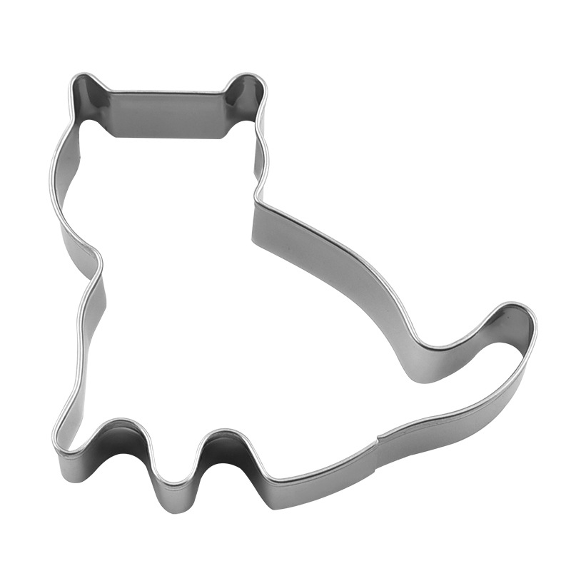 Fábrica al por mayor de acero inoxidable gato cookie mousse anillo molde 5-pieza DIY impresión hornear morir herramienta