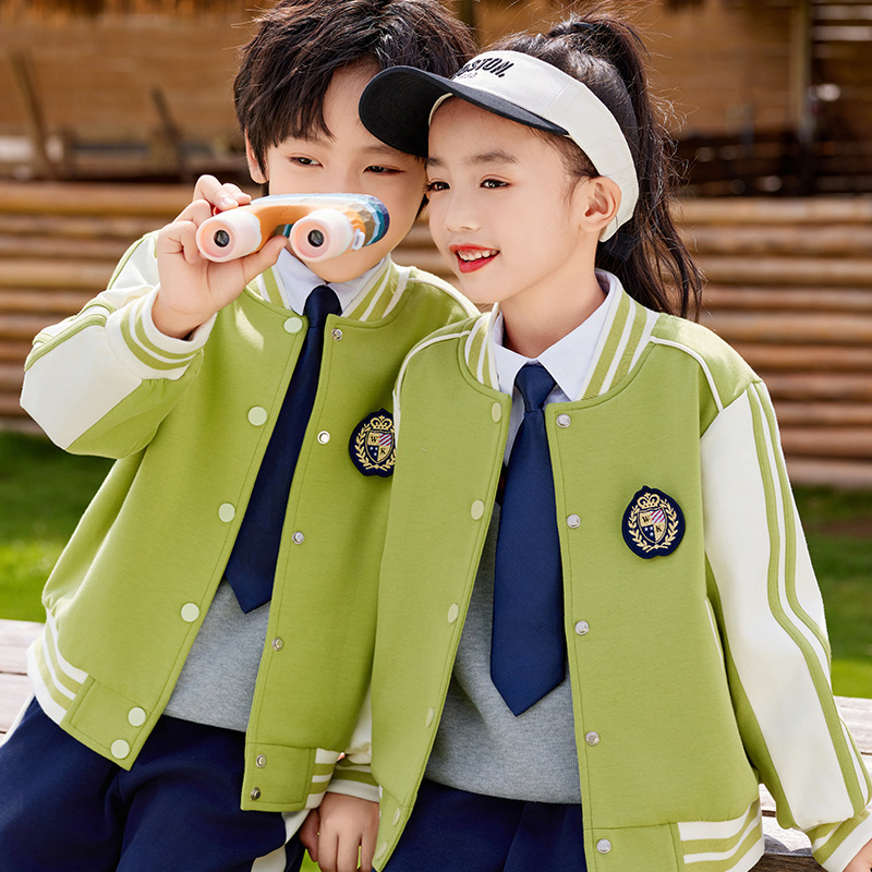 英倫風棒球服小學生校服套裝兒童班服春秋裝教師三件套幼兒園園服