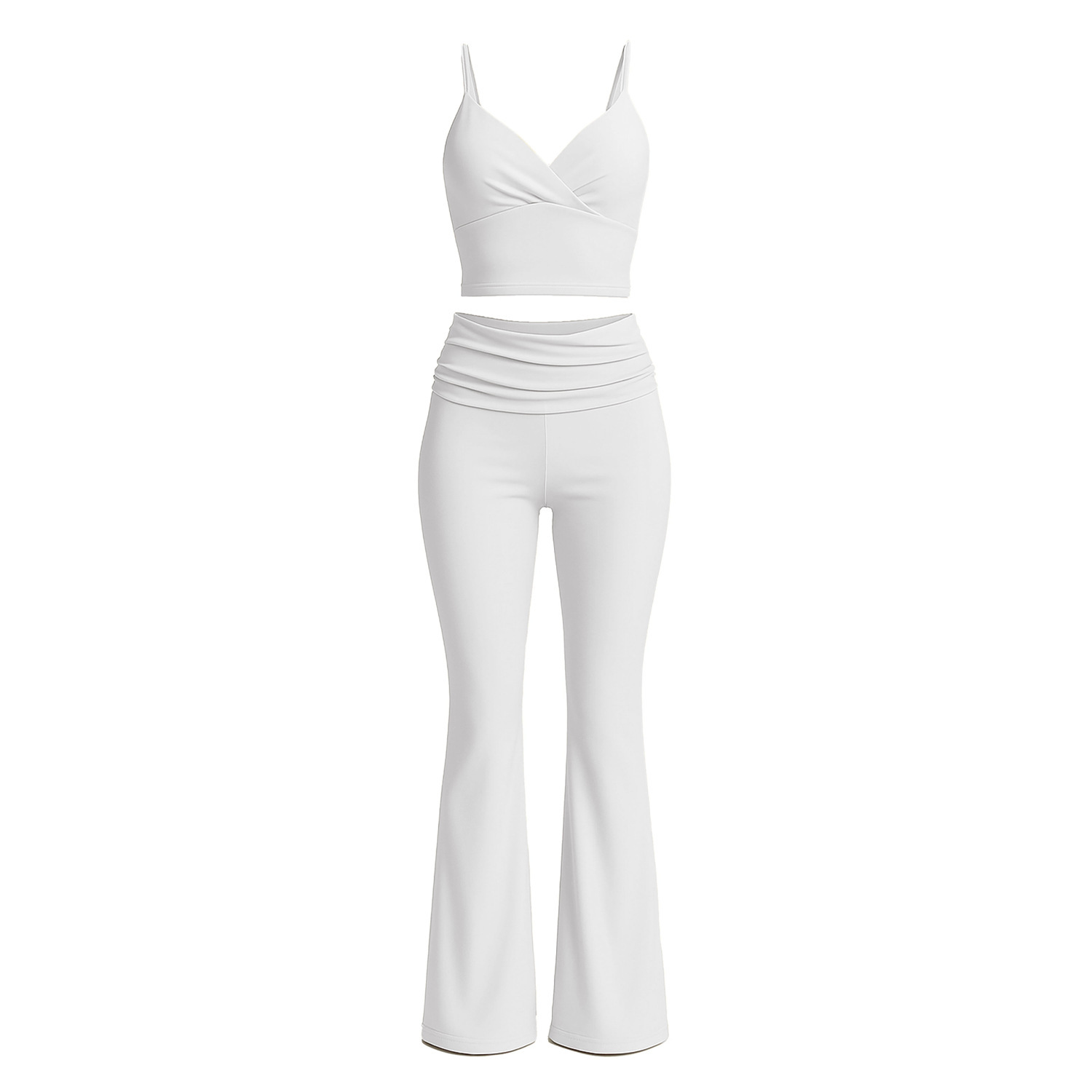 Nuevo conjunto de yoga plegable cabina de acondicionamiento físico chaqueta de mujer pantalones largos para correr pantalones deportivos de piernas anchas dos piezas image 6