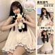 Pajamas Women's Spring and Summer with Chest Pad Bubble Cotton Thin Japanese Sweet Bow Student Girl Dormitory Sling Set