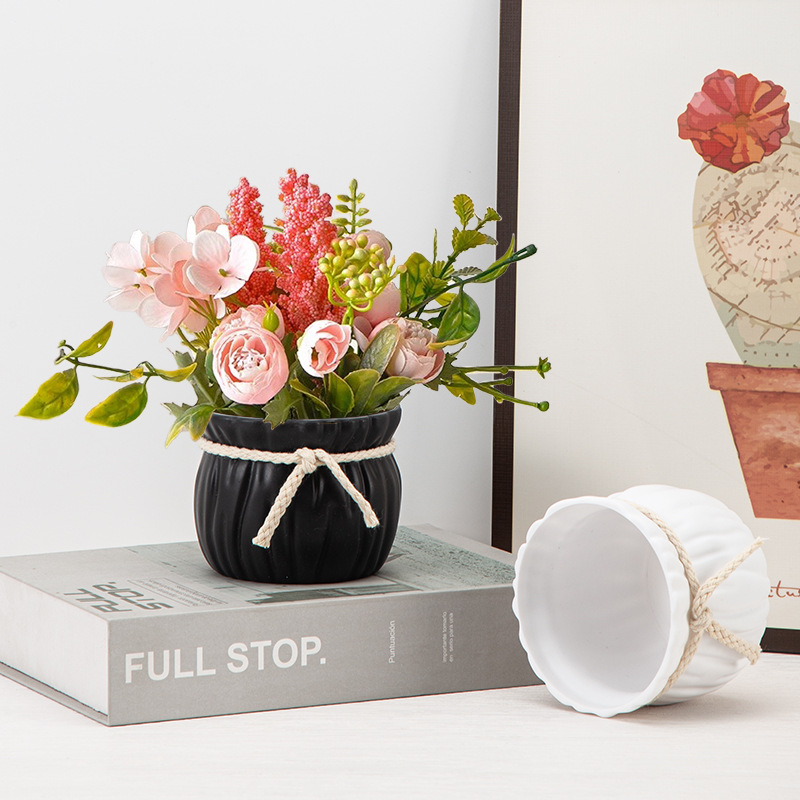Manufacturer Wholesale Plastic Flower Pots, Simulated Flower Pots, Rose Flower Living Room Office Fake Flower Decoration Vase