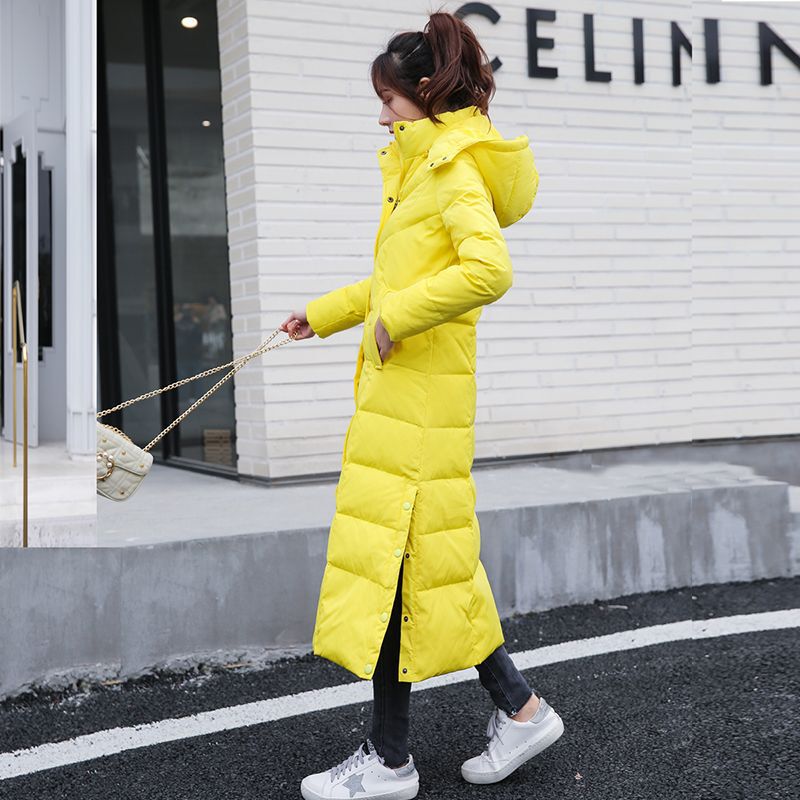 New Slimming Over-The-Knee Extended Version with Detachable Hood, Slim-Fit Mid-Length down Jacket for Women, Stylish Winter Wear 2025