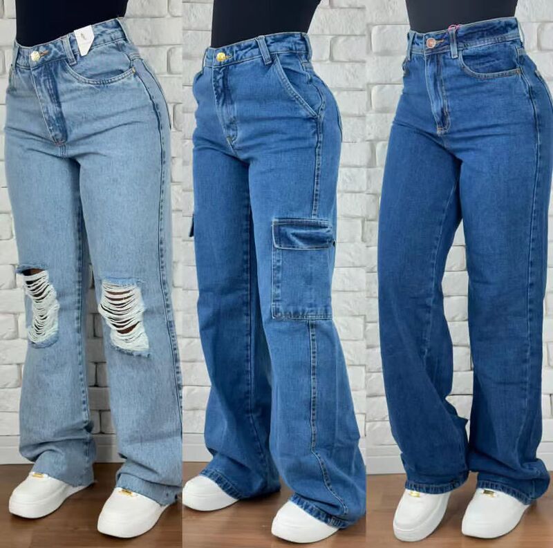 Cargo Pants Women's Ins Style Jeans New Loose Multi-Pocket Cargo Pants Wholesale in Stock Cargo Pants Women's Ins Style Jeans New Loose Multi-Pocket Cargo Pants Wholesale in Stock