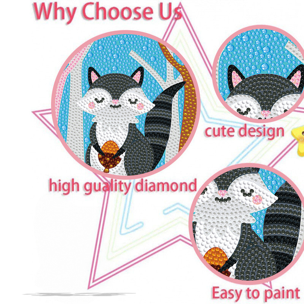 Diamante transfronterizo pintura de diamante brillante tamaño de diamante de forma especial dibujos animados pegatinas de animales 18X18DIY hechas a mano al por mayor fijación