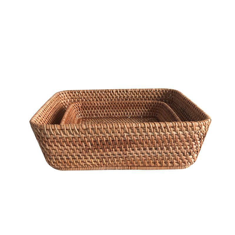 Cestas de almacenamiento de frutas de caña trenzadas vietnamitas canasta de sala de estar casera de bocadillos cestas de dulces creativas canasta de frutas secas caja