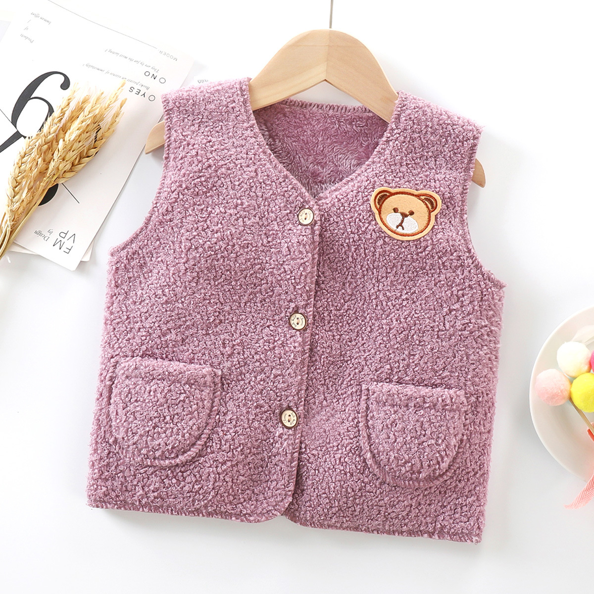 Niños de otoño e invierno Chaleco de lana de cordero niños y niñas de doble cara chaleco cálido bebé cardigan dentro y fuera del chaleco de desgaste