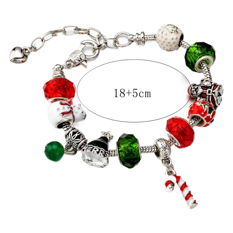 Cruz-frontera fábrica al por mayor ajustable de Navidad muñeco de nieve muleta pulsera DIY rojo pulsera de cuentas de regalo de Navidad