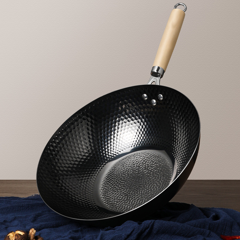 Nueva olla de hierro vieja china, olla de cocción doméstica de 32cm, wok sin recubrimiento, wok de estufa universal, sartén