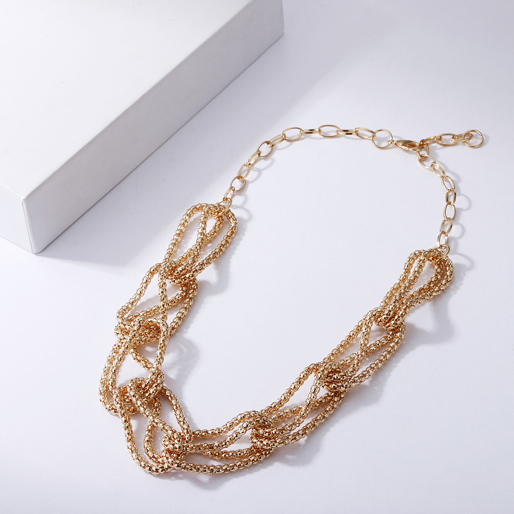 retro exaggerated multi-layer hollow matte necklace