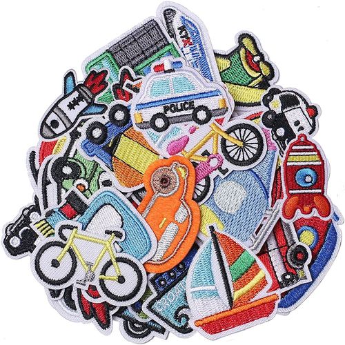 精美可爱刺绣花章小汽车补丁贴布贴轮船衣服装饰修补洞标贴熨烫