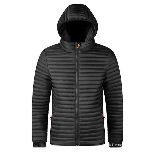 Cross-Border Foreign Trade Amazon New Style Thin Striped Plaid Cotton Jacket for Men, Winter Thickened down Cotton Coat, Ribbed Cotton Padded Jacket