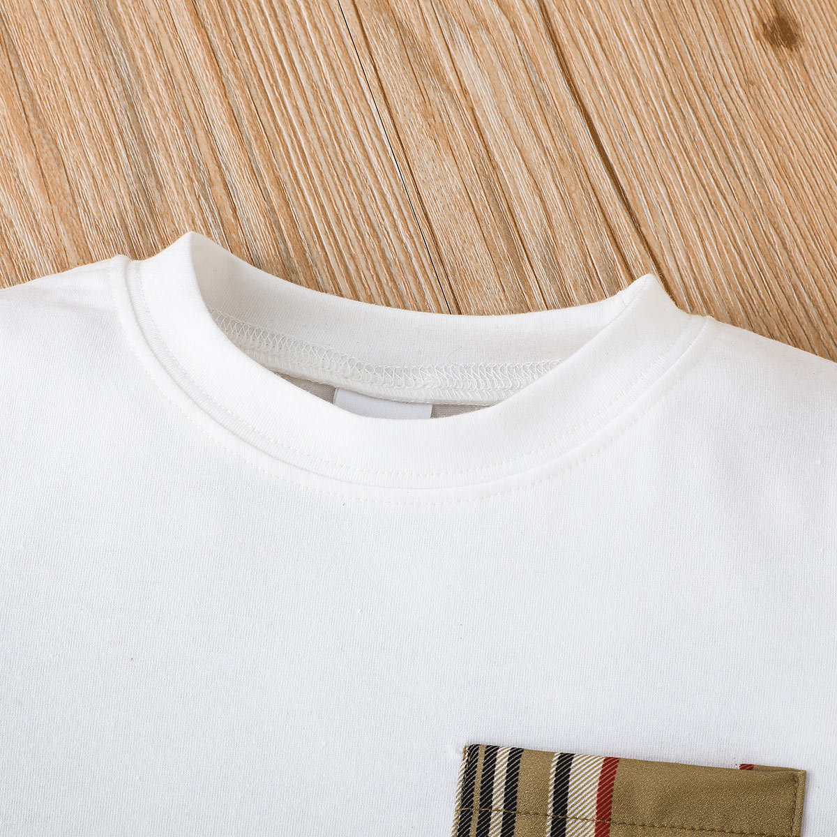 Summer New Boys Solid Short sleeved Top+Checkered Shorts Two piece Fashion Casual Set_voghion.com