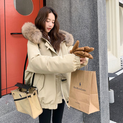 羽绒棉服女冬季韩版a字型面包服加厚棉衣百搭大毛领派克工装外套