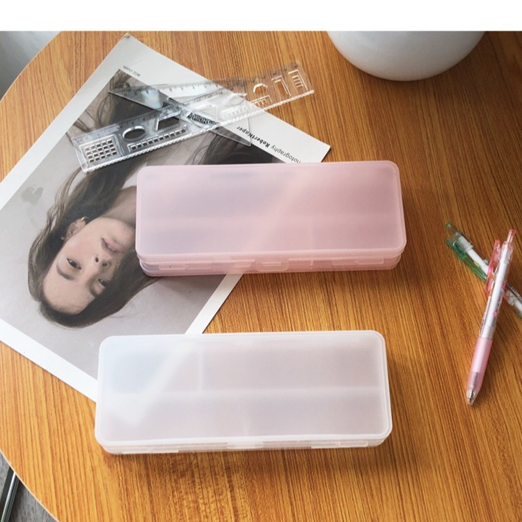 多功能双面铅笔盒塑料文具盒半透明磨砂文具盒学生收纳笔袋笔盒