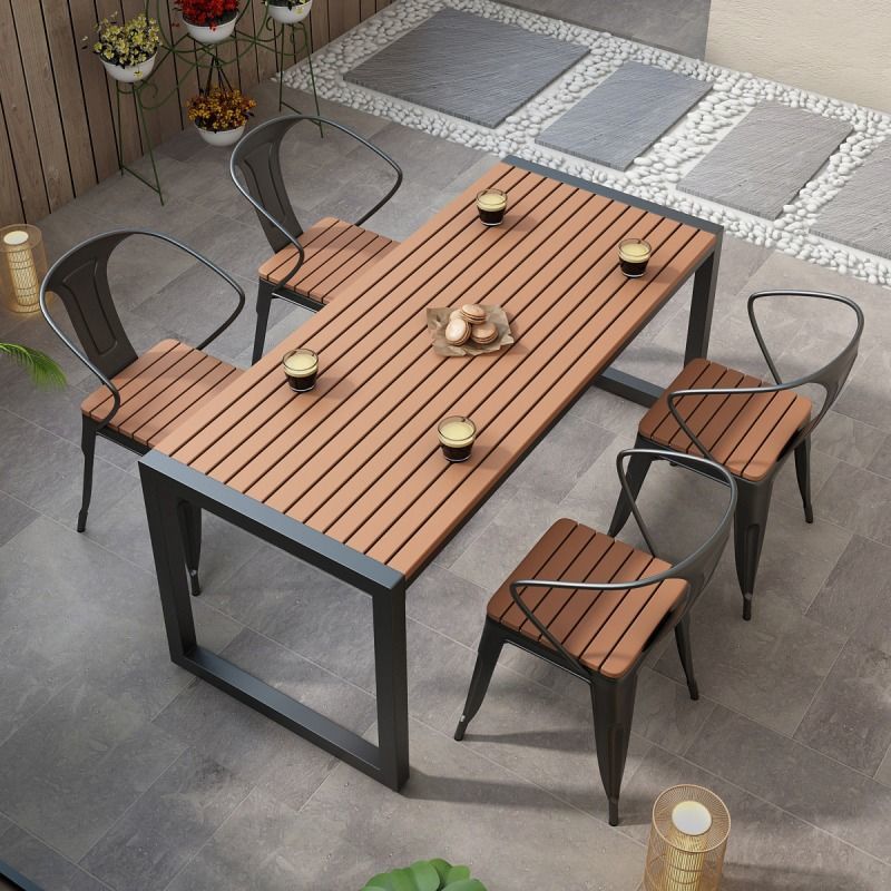 outdoors tea table courtyard leisure time Tables and chairs combination outdoor Open air balcony waterproof Strip Tables and chairs Park WPC Tables and chairs