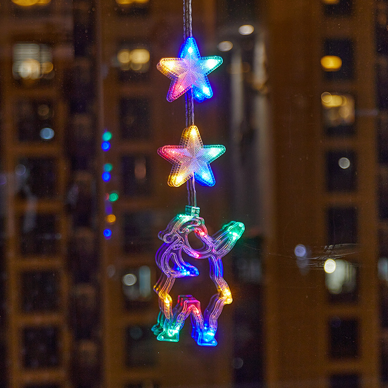 Nuevo estilo transfronterizo Navidad ambiente creativo LED ventosa decoración de la lámpara decoración del festival lámpara de estrella de cinco puntas colgante colgante image 23