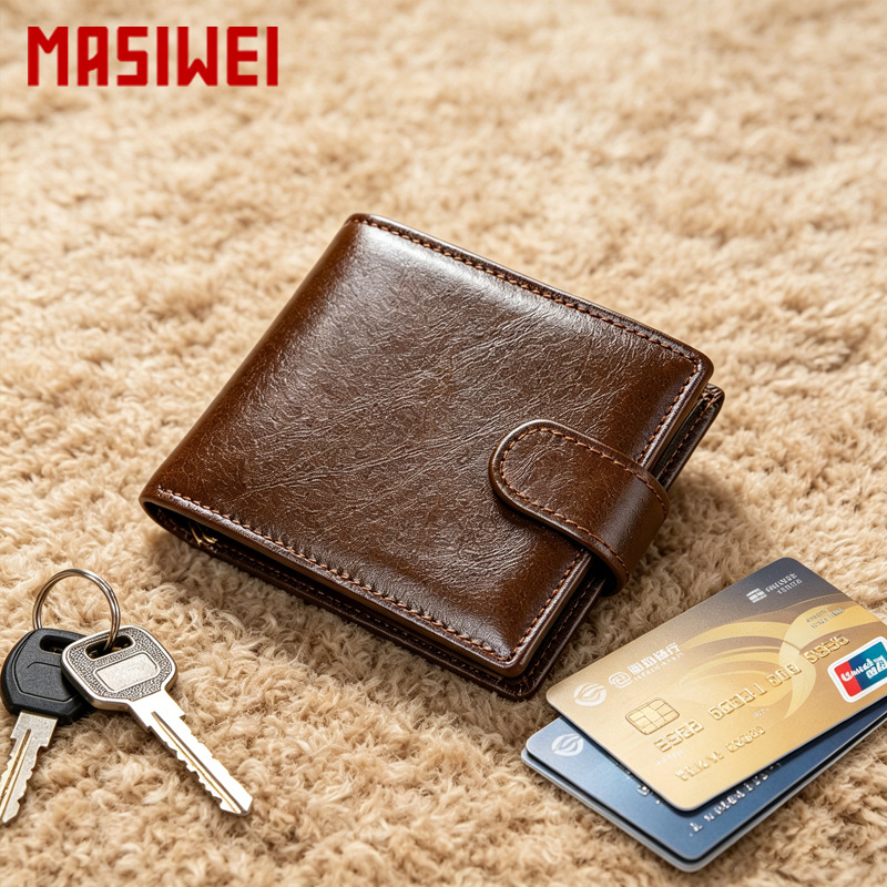 High-End First-Layer Cowhide Men's Wallet Rfid Anti-Theft Manual Wallet with Multiple Card Slots Fashionable Genuine Leather Wallet for Men