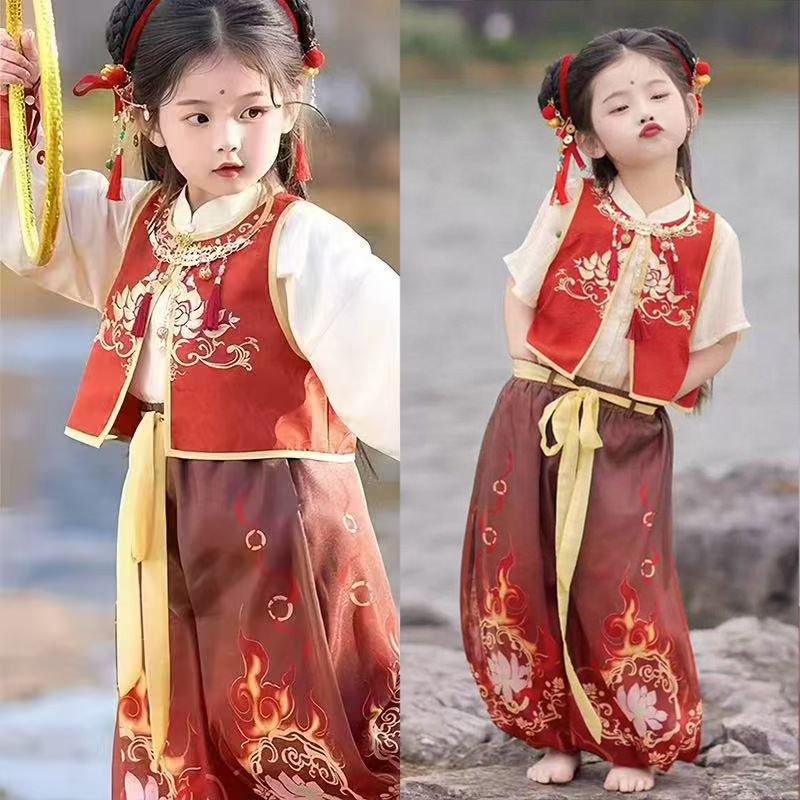 Children's Nezha Magic Child Costume for Boys and Girls Chinese Style Han Dynasty Cosplay National Trend Suit Clothes Children's Day Performance Costume