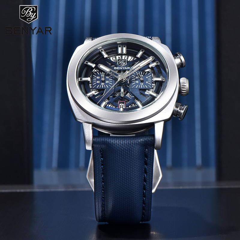 Benyabenyar reloj de hombre seis agujas multifuncional reloj de cuarzo calendario impermeable moda reloj de negocios BY5205