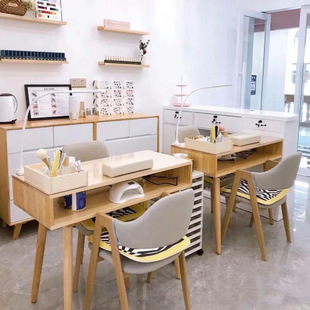 Trendy Japanese-Style Wooden Manicure Table Small Single or Double with Drawer Nail Salon Table Manicure Station