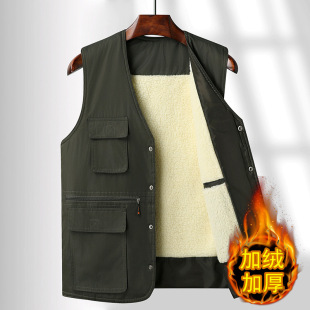 Men's fleece-lined Vest for Middle-aged and Elderly Men's Thickened Vest Autumn and Winter Warm Thick Vest Warm Jacket for Middle-aged and Elderly Fathers