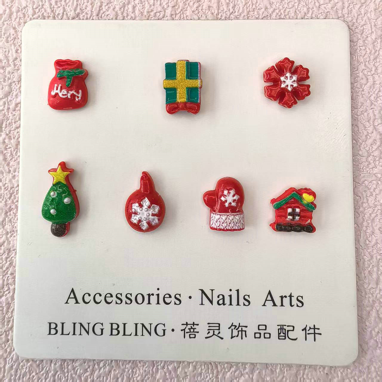 圣诞雪花旗帜钱袋圣诞树气球手套房子饰品配件美甲饰品批发义乌工