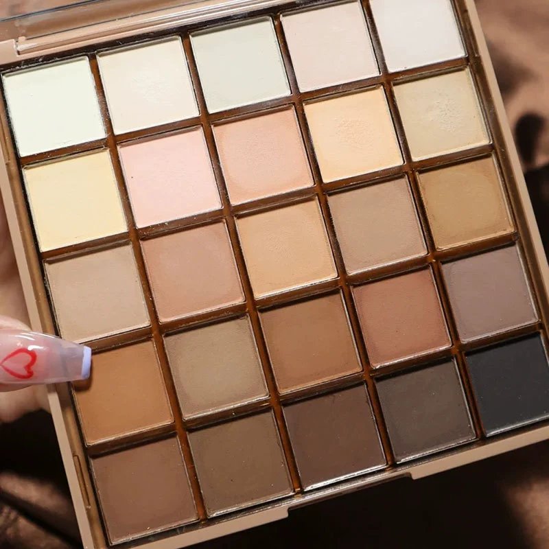 Eyeshadow palette Capel 25, 25 shades, pearly & matte earthy low‑saturation cool tones