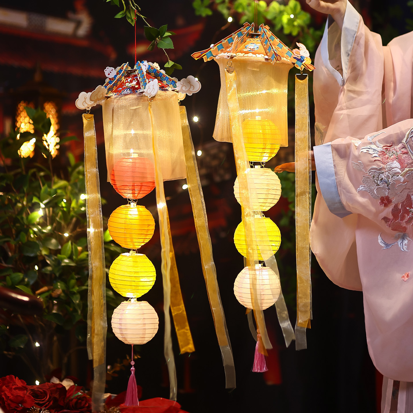 中秋节灯笼2025新款儿童手工diy材料包古风汉服户外手提花灯挂饰