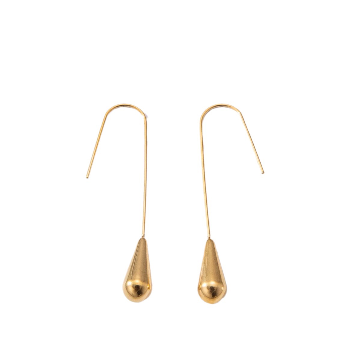 Pendientes de acero de titanio gota de agua de acero inoxidable pendientes en forma de espalda largos y versátiles pendientes de mujer de moda estilo coreano de alto sentido
