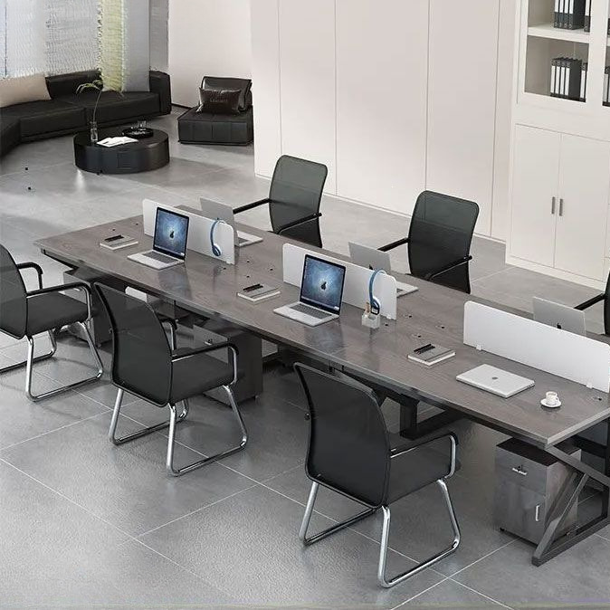 Staff desk, simple design, thickened for stability, available in 2/4/6-person configurations, with a partition screen, and a combination of computer desk and chair Staff desk, simple design, thickened for stability, available in 2/4/6-person configurations, with a partition screen, and a combination of computer desk and chair