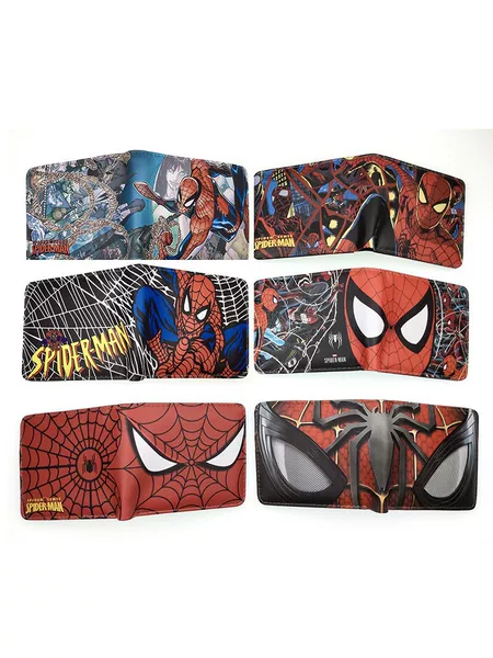 Spider Pattern Printed Pu Leather Short Folding Wallet for Men and Women, Student Coin Purse, Card Holder, Anime Peripheral Short Wallet