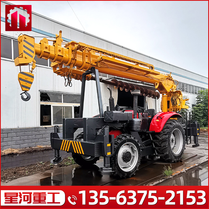小型6吨拖拉机吊车 8吨10吨四驱越野吊钻一体机 电力工程打桩机